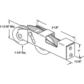 Prime-Line D 1858 Sliding Door Tandem Roller Assembly with 1-1/4 inch Steel Ball Bearing, Yellow zinc