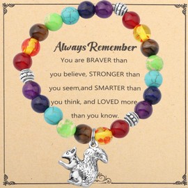 WSNANG Squirrel Bracelet for Women - Nature Lover Gift, Squirrel Jewelry, Inspirational Gift for Friend (Always Squirrel C-Br, Alloy)