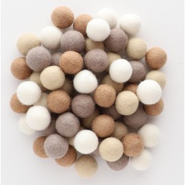 Mini Felt Factory | Neutral Wool Felt Pom Balls Set (120 Pcs 2.5 cm) | Beige Tan Greige Gray Tones White | Craft Project Supplies | Home Decor Crafting Activity Kit