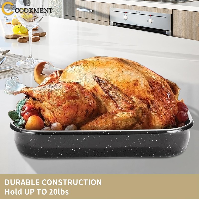 Roasting Pan with Rack, 16 x 11 Inch Rectangular Roasting