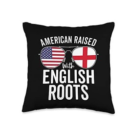 American Raised With English Roots USA England Flag Throw Pillow