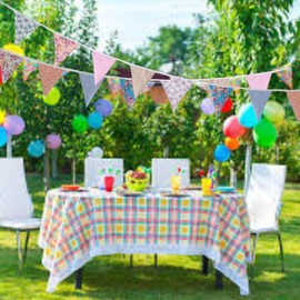 Quirki Fabric Bunting Floral Vintage Banner Garland 40ft Multicolour Reusable Cotton Bunting Triangle Flags for Indoor Outdoor Nursery Bedroom Birthday Afternoon Tea Wedding Party Decoration