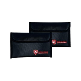 ZQZXD 2 Pack Fireproof Money Bag (5x8''), Non-Itchy Waterproof Fireproof Bag with Zipper, Small Fire Proof Money Bag for Cash, Valuables, Passport, Currency & Keys