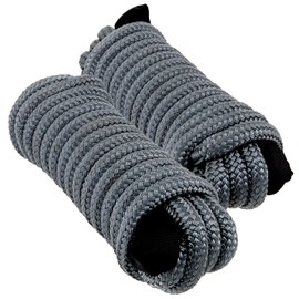 Sailors Locker 5/8" inch x 25' Foot Double-Braided Nylon Dock Lines with Chafe Protected 24" inch pre-Spliced Eye Loop, 2-Pack (Dark Gray, 5/8 X 25)