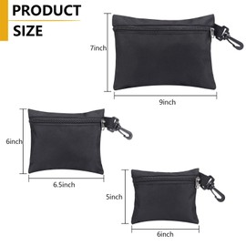 3 Pack Tool Bags Canvas,Heavy Duty Tool Pouch,Small Tool Bag Pouch Zipper Bags,Small EDC Pouch Tool Organizer Bag with Clip,Tool Pouch Bag Mini,Small Pouch Bags,Tool Pouches For Men/Car (Black)