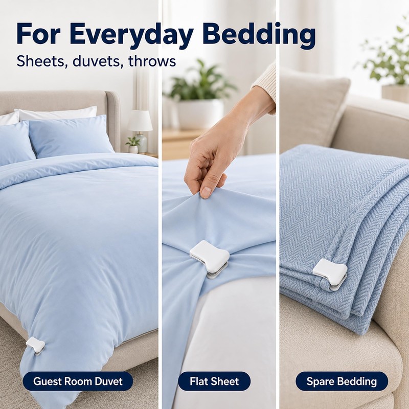 ZALAOR 6 PCS Padded Duvet Clips - Pinless Quilt Cover