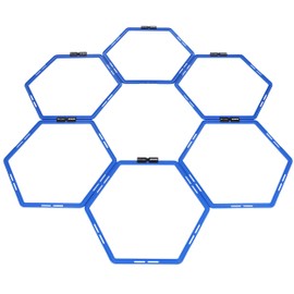 Capelli Sport Hexagonal Speed Rings, Interlocking Hex Agility Ladder Rings with Carry Bag, Blue, Set of 6