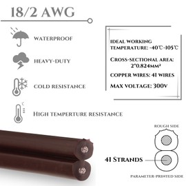 18 Gauge Wire 2 Conductor Electrical Wire SPT-2 500Ft 18/2 Low Voltage Wire 18 AWG Wire Flexible Wire Extension Cord Stranded Tinned Copper Wire for Lamp Lighting LED Strips Brown