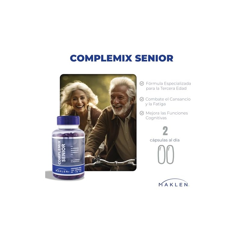 Multivit Maklen Multivitaminico Completo Vitaminas Minerales Omega Mayores Años 140
