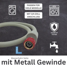 Lichtblau Aquastop Hose I 3.0 m I Washing Machine Safety Inlet Hose 2995 I with Metal Thread I 3/4 Inch for Washing Machine and Dishwasher Universal Inlet Hose Aquastop Water Stop