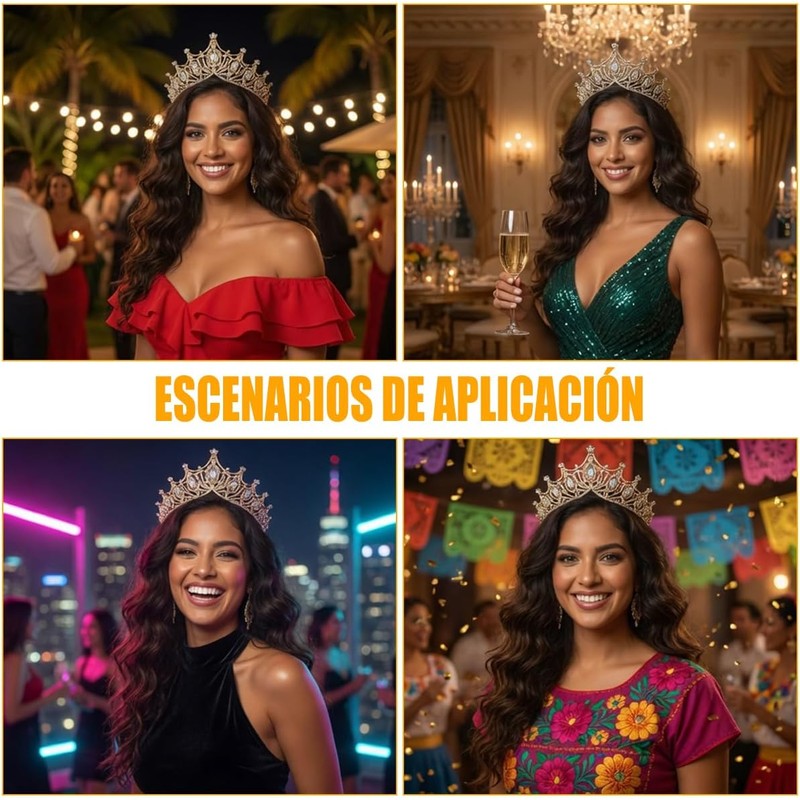 2 Piezas Coronas Princesa con Cristal para Niña y Mujer