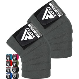 RDX Knee Bandages, Strength Training, Fitness, Approved IPL USPA, 200 cm Long Elastic Knee Wraps Pair with Velcro Fastening, Deadlifts, Bodybuilding, Weightlifting, Strength Sports, Powerlifting,
