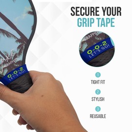 Palms-O-Aces | Pickleball Grip Bands | Silicone Paddle Grip Bands for Securing Overgrips & Paddle Identification | Embossed Non-Slip | Universal Fit Pickleball Accessory & Gift for Players | Blue 3A