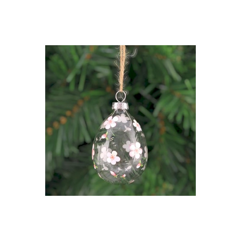 Cherry Blossom | Hanging Glass Easter Egg Ornament | 7.5cm