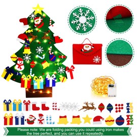 3.3ft Felt Christmas Tree with Bag, 39-Pack DIY Christmas Ornaments, Merry Christmas Felt Wall Decor Xmas Gift for Toddlers Christmas Hoom Door Decorations