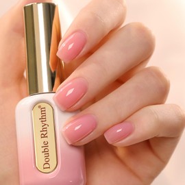 Double Rhythm 0.50 OZ Gel Polish Hema Free Same Color Same Bottle Golden Round Translucent Neutral Natural Milky 15 ML Jelly UV Polish Art DIY at Home (Jelly Pink-C1401)