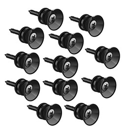 SAVITA 12 Pieces 0.9x0.5" Guitar Strap Locks and Buttons Set, Strong Metal Guitar End Pins with Screws and Rubber Blocks for Acoustic Electric Classical Guitar, Bass Ukulele (Black)