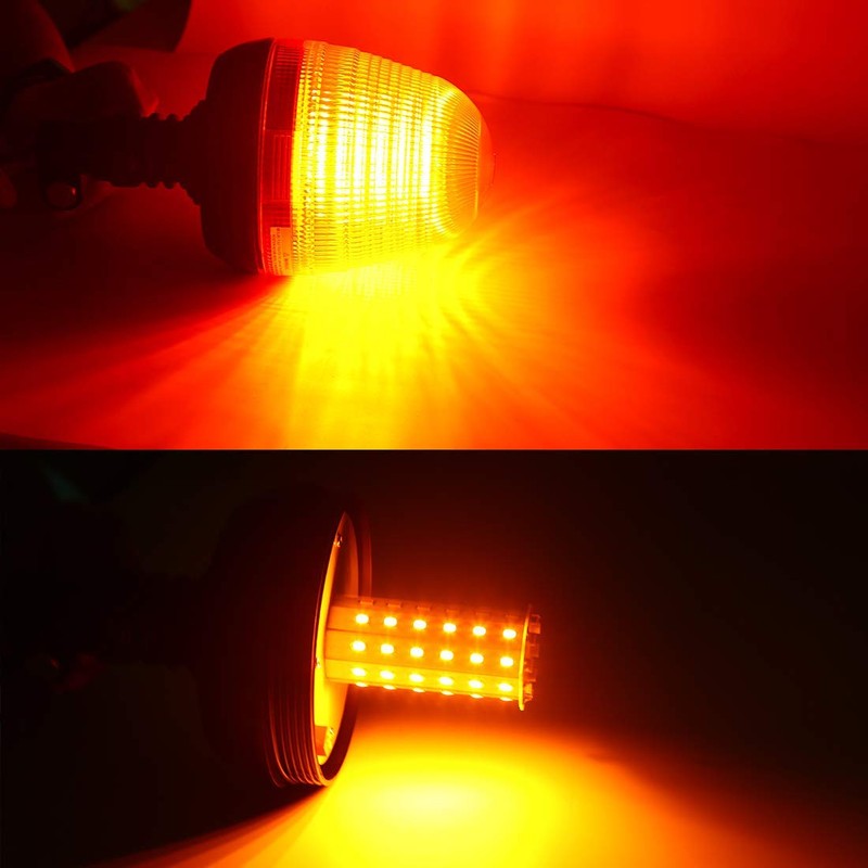 MAIALOT 60 LED Rotating Flashing Amber Beacon Light, Flexible Mount