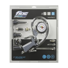 FIAC Inflation Kit for Compressor (including Inflation Gun, 4 Metal Nozzles, 3 Plastic Nozzles, Adaptor) - Working Pressure: 4-8 bar