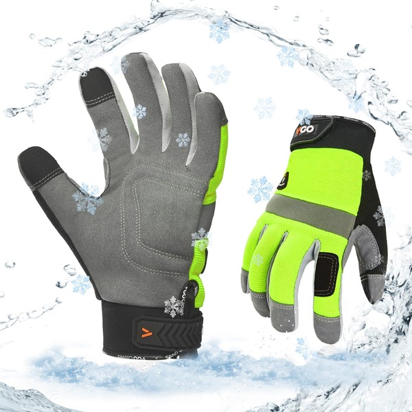Vgo... 1Pair 5℃/41°F Winter Waterproof Work Gloves Men, Cold Weather