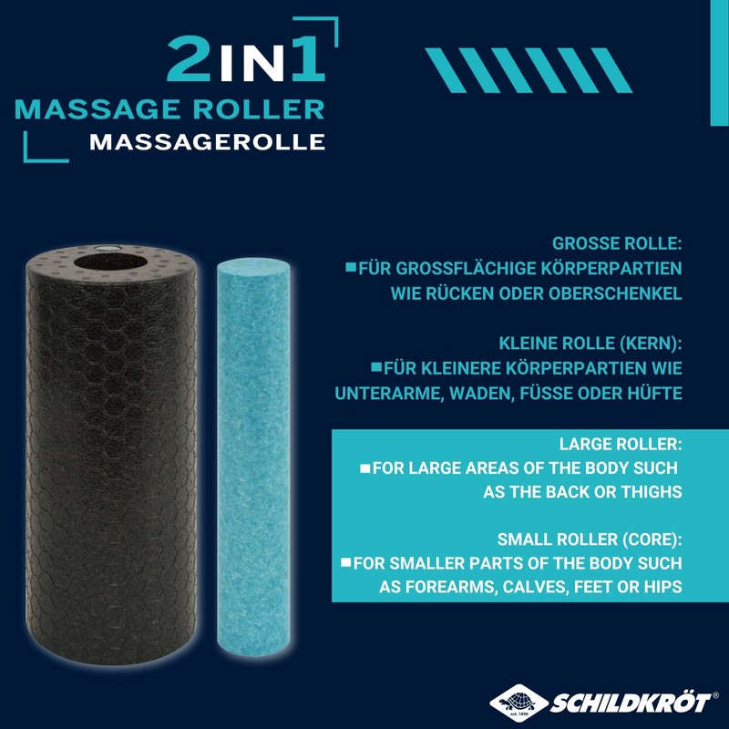 Schildkröt 2-in-1 massage roller, 2-piece self-massage set with removable core,