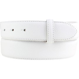 BELTINGER Interchangeable belt made of grained leather with quilted seam without buckle, 3.5 cm, fashionable press stud belt with pigment embossing, 35 mm, women and men, White