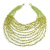 Avalaya Long Layered Multistrand Lime Green Glass Bead and Semiprecious