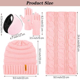 Aneco Winter Warm Sets Knitted Scarf Beanie Hat Winter Ear Warmer and Touch Screen Gloves for Men or Women