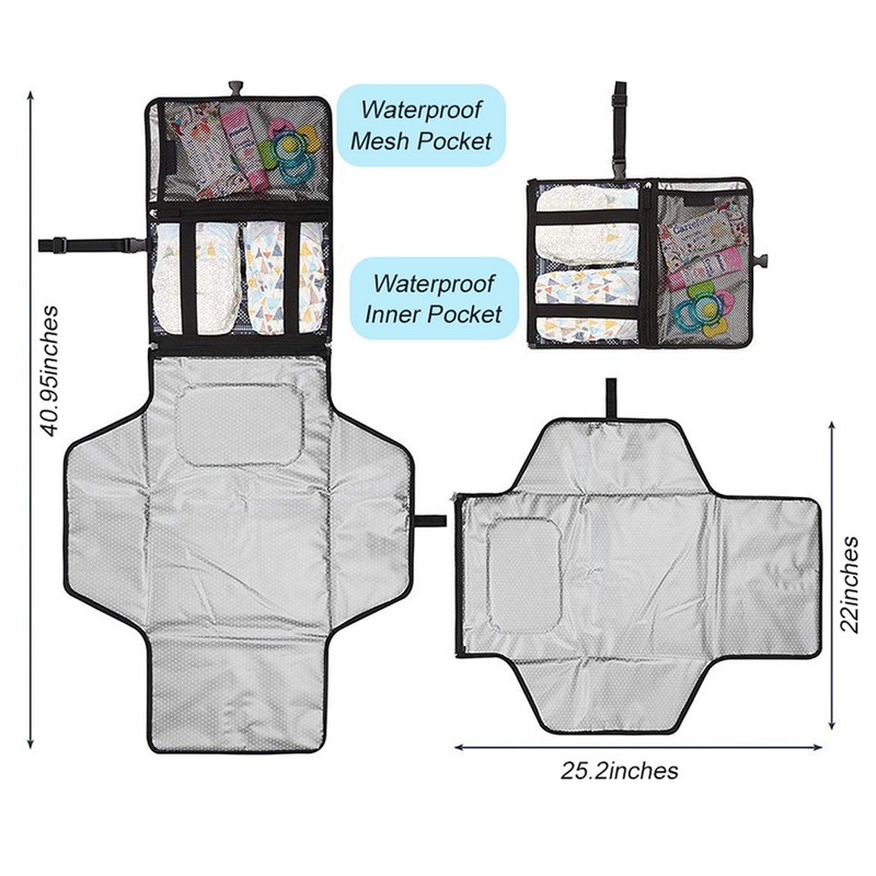 Baby Diaper Changing Pad Multi Pockets Diaper Changing Mat Portable