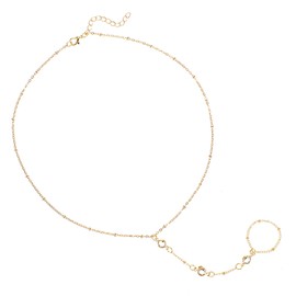 Prasacco Gold Hand Chain Bracelet for Women Adjustable Hand Chain Ring Bracelet Trendy Dainty Link Cuff Bracelets