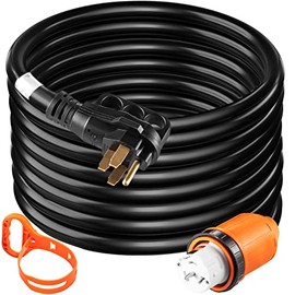 VEVOR Heavy Duty Generator Cord, 10 Feet Generator Power Cord, 50AMP ETL Listed Cord, 12000 Watts Black Cable, SS2-50R Generator Plug, SS2-50P Extension Cord, 125/250V Generator Wire w/Portable Strap