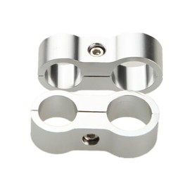 US SHIP 2PCS 6AN 14.6mm To 8AN 17mm Braided Oil Line Hose Separator Dual Clamp Silver