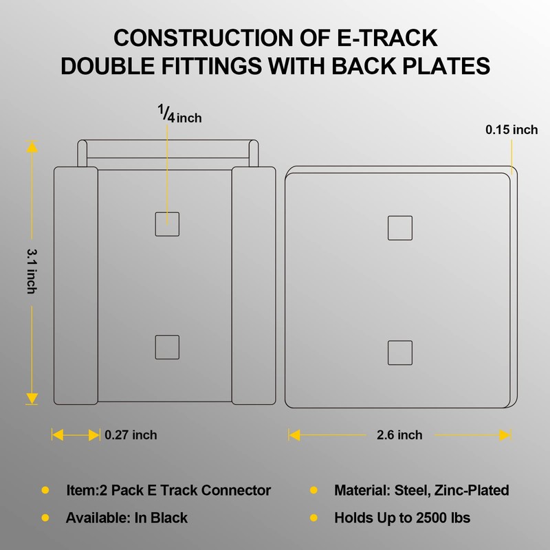 2 Pack E-Track Connector| E-Track Double Fittings for E Track