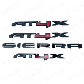 Auto Grill Door Rear Gloss Black Red AT4X SIERRA Emblem 2023-25 GMC Sierra 1500 AT4 X