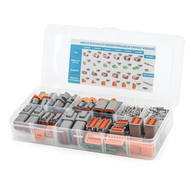 MACHSWON 188PCS Deutsch DT Gray Connector Kit Environmentally Sealed Automotive Electrical Connectors with Size 16 Solid Contacts in 2,3,4,6,8 and 12 Pin Configurations,