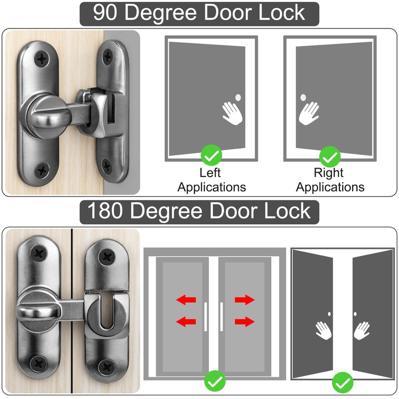 Heveer Sliding Door Lock Door Bolt for Sliding Doors 90/180