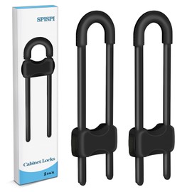 Baby Proofing Cabinets,Cabinet Locks for Babies,2 Pack U-Shaped Child Locks for Cabinets, Child Proof Cabinet Latches,Child Safety Cabinet Locks with Adjustable by SPISPI (Black)