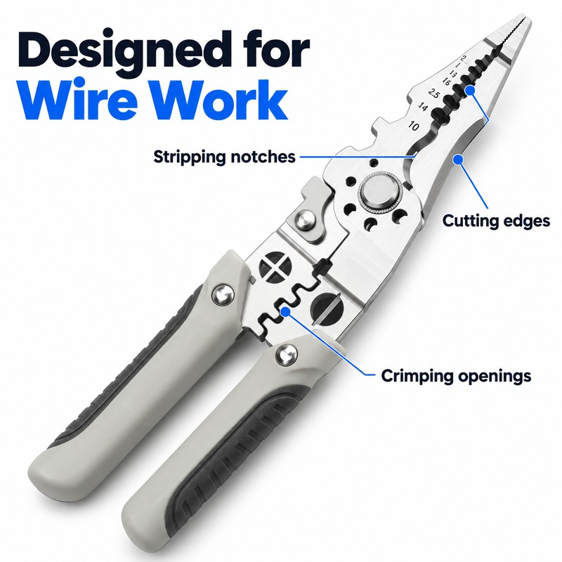 6-in-1 Multifunctional Wire Stripper Pliers for Electrical Work – Cutting,
