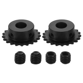 sourcing map 2 Pcs #25 Chain Roller Sprocket 12mm Bore, 21 Tooth C45 Carbon Steel ANSI #25 Roller Sprocket Round Hole with Set Screws for ISO 04C Chain