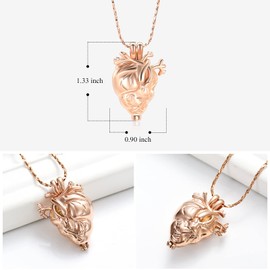 QGJNSGC Cremation Jewelry Heart Urn Necklace for Ashes Stainless Steel Ashes Pendant Keepsake Memorial Urn Jewelry for Women Men, Stainless Steel, No Gemstone, rose