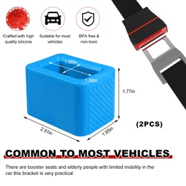 Yourkar 2 PCS Seat Belt Buckle Holder, Non-Slip Silicone Seatbelt Buckle Booster for Kids & Elders, Seat Belt Holder Buckle Fixer for Easy Access Upright Buckling, Car Accessories (Blue)