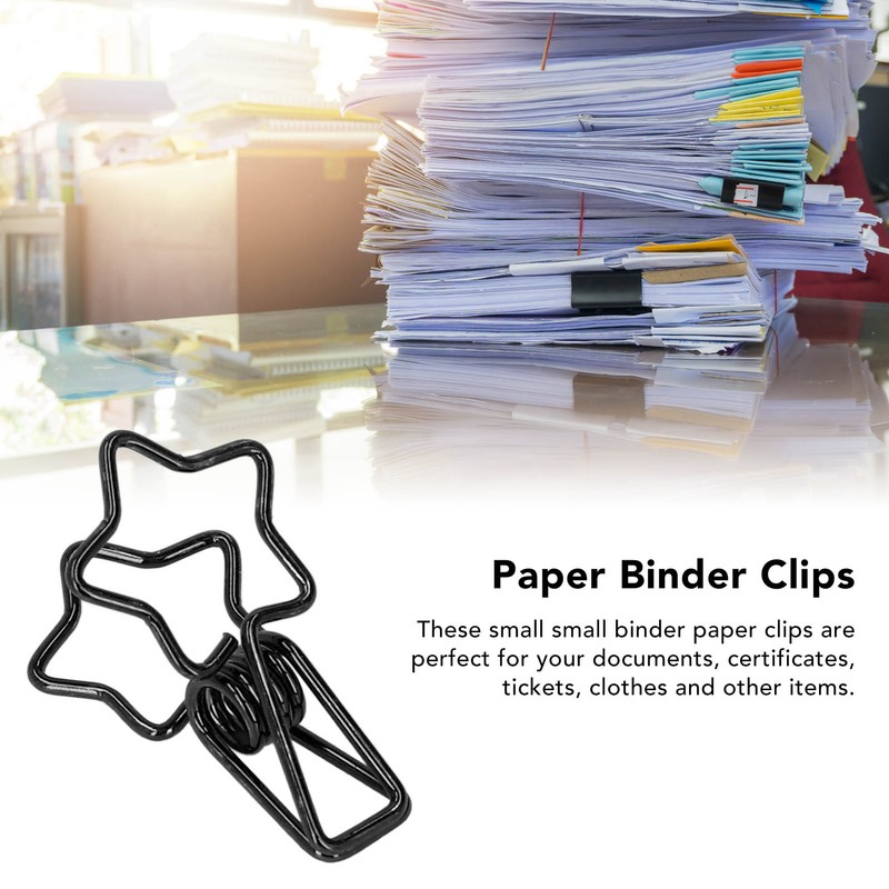 100Pcs Paper Binder Clips Cute Star Shape Metal Small Binder