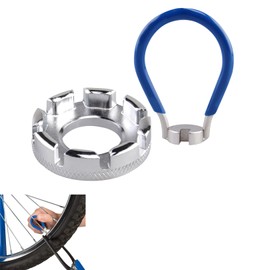 2 Pcs Bicycle Spoke Wrench Tool, Spoke Key Spanner 6 in 1, Bicycle Wheel Spoke Truing Tool for Bike Wheel Cycle Wrench 10-15 Gauge for Adjust Cycling Wheel Tension(Silver+Blue)