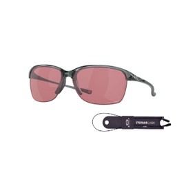 Oakley Unstoppable OO9191 Crystal Black/Prizm Dark Golf Rectangular Sunglasses for Women + BUNDLE Accessory Leash + Designer iWear Kit