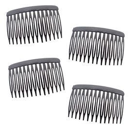 Topkids Accessories Set Of 4 Hair Comb Slides For Women, Ladies, Girls French Side Combs Strong Hold Hair Clips Clip Hair Slide for Thick and Fine Hair (7.5cm / 3", Black)