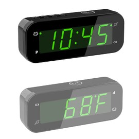 KWANWA 2 in 1 Alarm Clock Indoor Thermometer, Digital Clock with Temperature Display, Adjustable Brightness Dimmer, 12/24Hr, Snooze, Cordless, Battery Operated, Portable Size, Small Alarm Clock