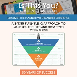 Planner Pad Spiral Bound January-December 2026/ Calendar Year 6 3/4" x 8 1/2" Medium 3-Tier Funnel Down 12 Month Organizer, Greenish Grey Cover/Soft Green Ink