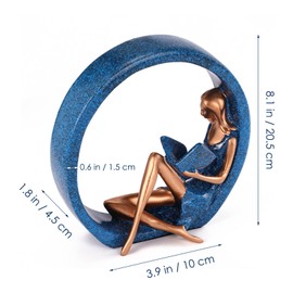 Resin Figurines Yoga Girl Statue Art Sculpture Ornament for Bookshelf Display Ornaments for Readers Teachers Decor for Living Room Bedroom Office Desktop Cabinets and Home