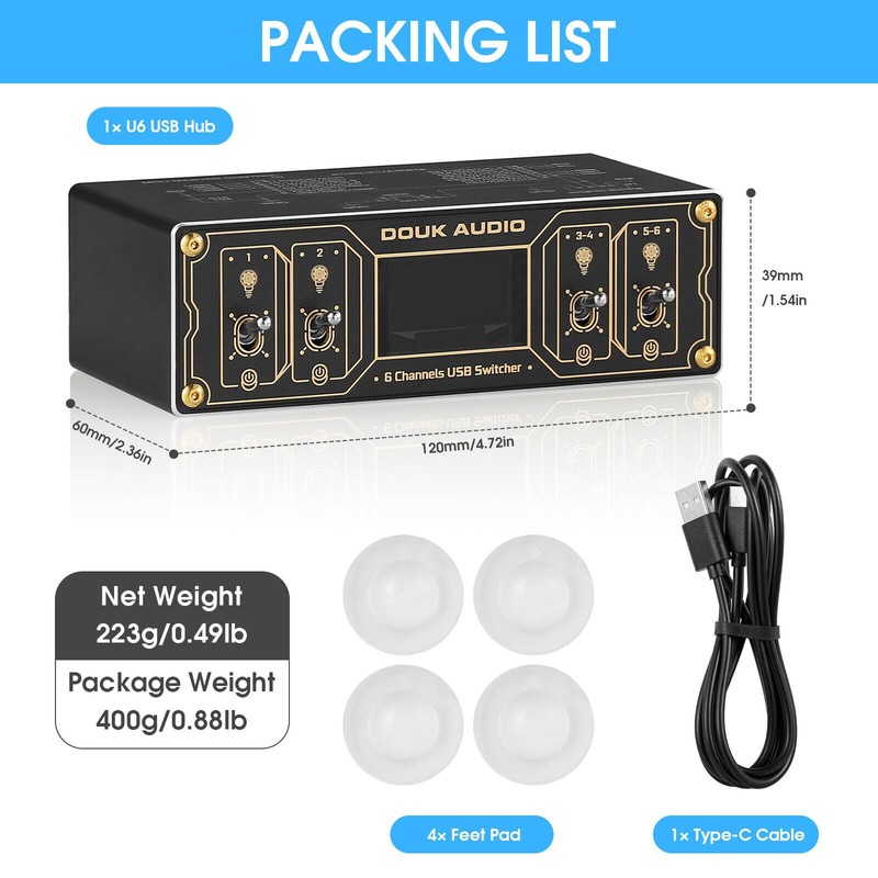 Mini 6-Port USB Charger HUB Mini USB Power Splitter 25W