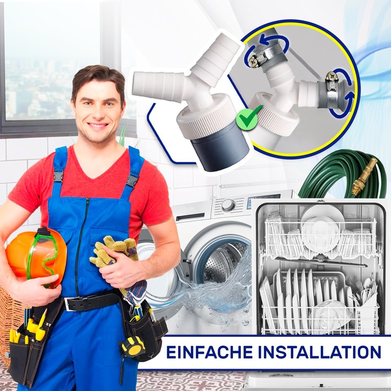 Monteral Washing Machine Drain Adapter and Double Connection Y-Distributor for